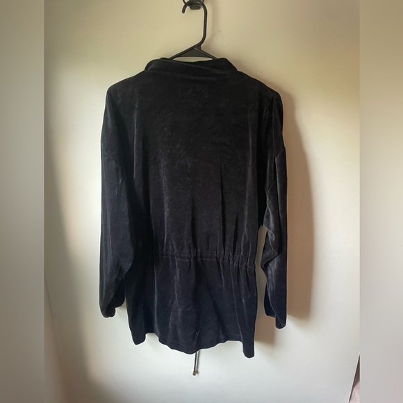 Vintage Victoria's Secret Black Velvet Drawstring Full Zip Cinch Waist Jacket Sm - Picture 4 of 4